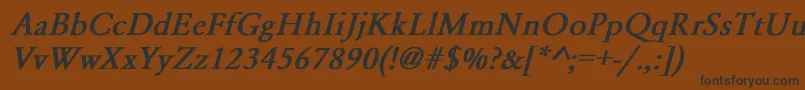 フォントGaramondNormalBoldItalic – 黒い文字が茶色の背景にあります
