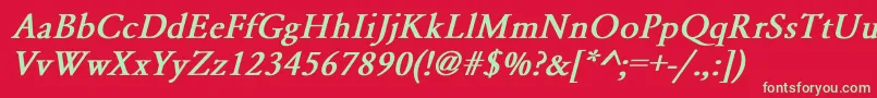 GaramondNormalBoldItalic Font – Green Fonts on Red Background