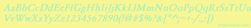 GaramondNormalBoldItalic Font – Green Fonts on Yellow Background