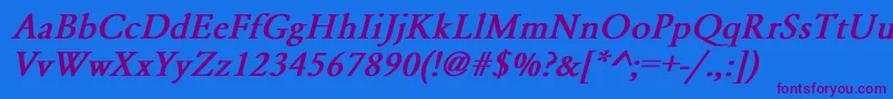 GaramondNormalBoldItalic-Schriftart – Violette Schriften auf blauem Hintergrund