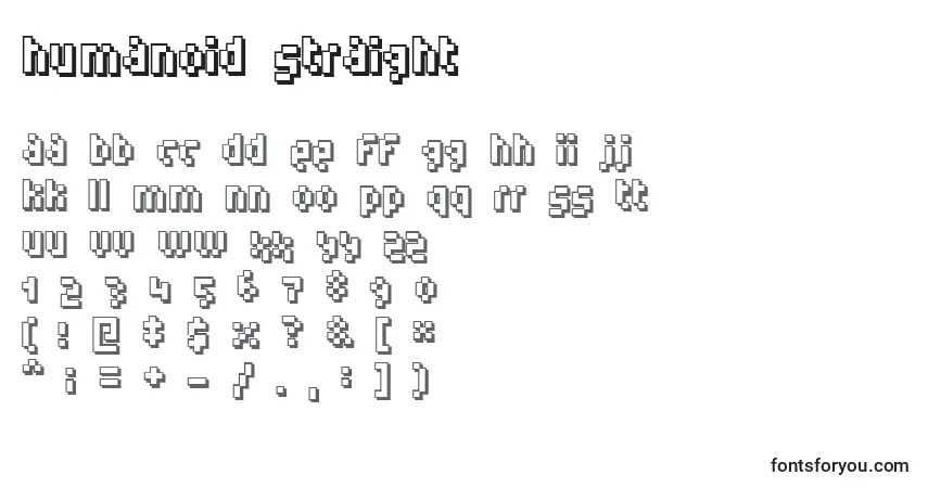 Schriftart Humanoid Straight – Alphabet, Zahlen, spezielle Symbole