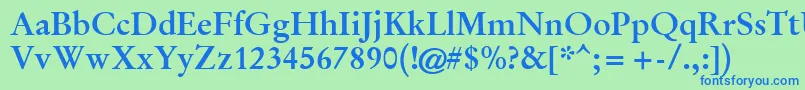 GaramondHalbfett-Schriftart – Blaue Schriften auf grünem Hintergrund