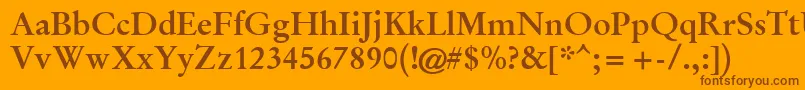 GaramondHalbfett-Schriftart – Braune Schriften auf orangefarbenem Hintergrund