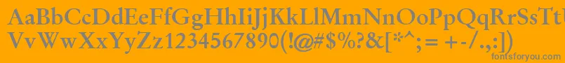 Weitere Informationen zur GaramondHalbfett-Schriftart GaramondHalbfett-Schriftart – Graue Schriften auf orangefarbenem Hintergrund
