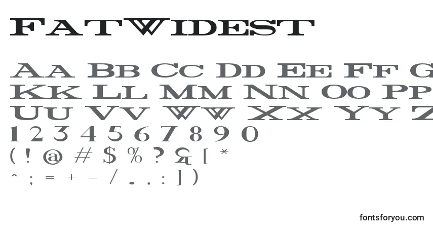 Schriftart FatWidest – Alphabet, Zahlen, spezielle Symbole