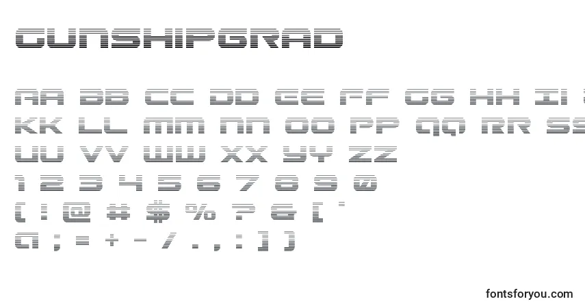 Schriftart Gunshipgrad – Alphabet, Zahlen, spezielle Symbole