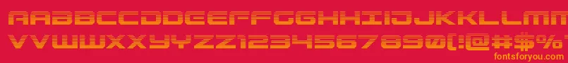 Fonte Gunshipgrad – fontes laranjas em um fundo vermelho