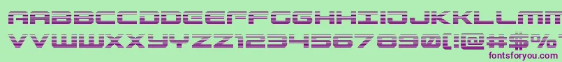 Gunshipgrad-Schriftart – Violette Schriften auf grünem Hintergrund