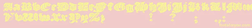 JmhMorenetaDivineOld-Schriftart – Gelbe Schriften auf rosa Hintergrund