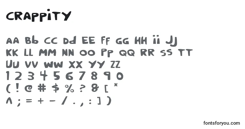 Schriftart Crappity – Alphabet, Zahlen, spezielle Symbole