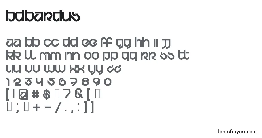 Schriftart Bdbardus – Alphabet, Zahlen, spezielle Symbole