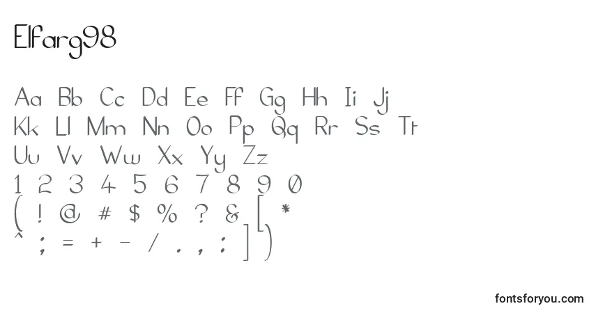 A fonte Elfarg98 – alfabeto, números, caracteres especiais