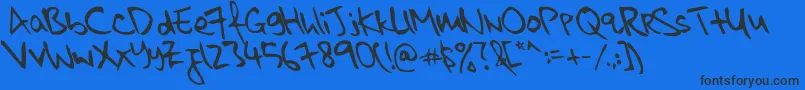 KkontagionPrintItalic Font – Black Fonts on Blue Background