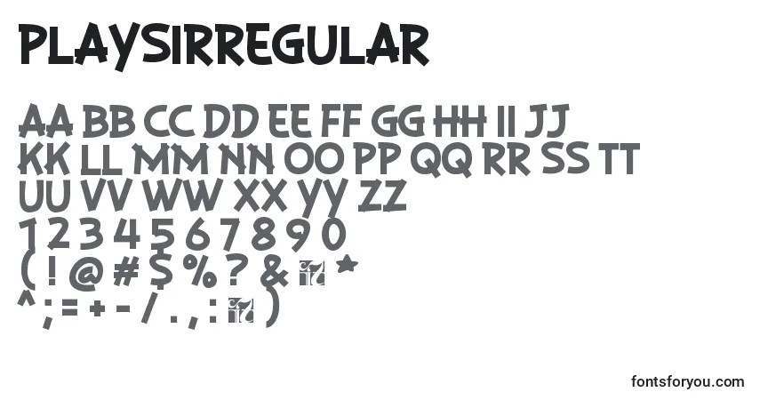 A fonte PlaysirRegular – alfabeto, números, caracteres especiais