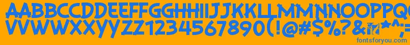 PlaysirRegular-Schriftart – Blaue Schriften auf orangefarbenem Hintergrund
