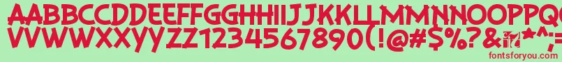 PlaysirRegular-fontti – punaiset fontit vihreällä taustalla