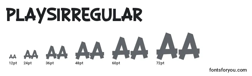 Размеры шрифта PlaysirRegular