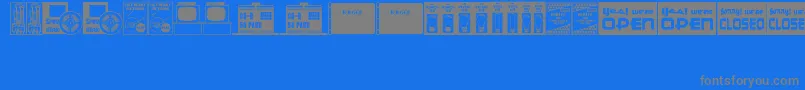 WhatHaveYouJl-Schriftart – Graue Schriften auf blauem Hintergrund