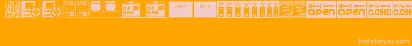 WhatHaveYouJl-Schriftart – Rosa Schriften auf orangefarbenem Hintergrund