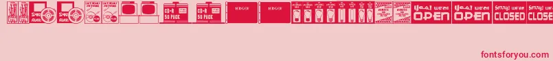 Fonte WhatHaveYouJl – fontes vermelhas em um fundo rosa