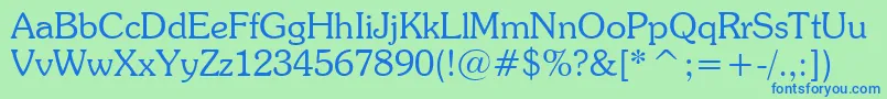 SouvenirLightBt Font – Blue Fonts on Green Background