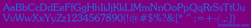 SouvenirLightBt Font – Blue Fonts on Purple Background