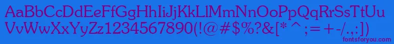 SouvenirLightBt Font – Purple Fonts on Blue Background