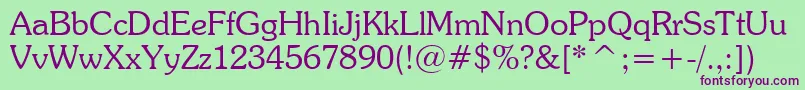 SouvenirLightBt Font – Purple Fonts on Green Background