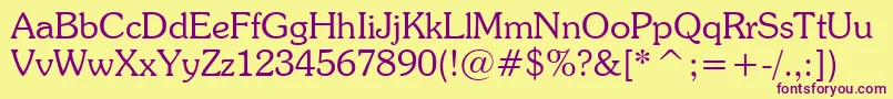 SouvenirLightBt Font – Purple Fonts on Yellow Background