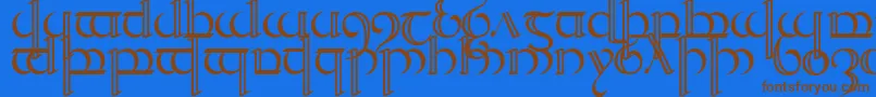 TengwarQuenya2 Font – Brown Fonts on Blue Background