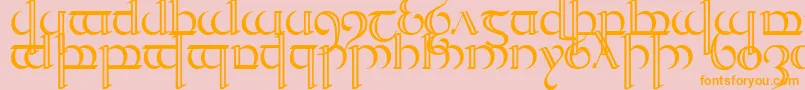 Weitere Informationen zur TengwarQuenya2-Schriftart TengwarQuenya2-Schriftart – Orangefarbene Schriften auf rosa Hintergrund