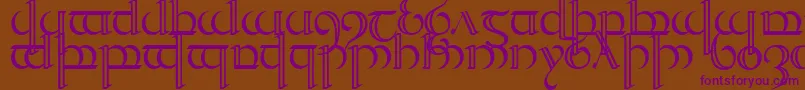 TengwarQuenya2 Font – Purple Fonts on Brown Background