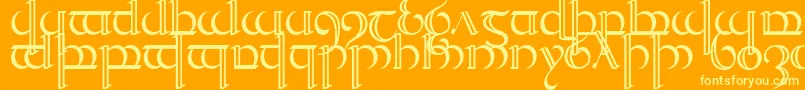 TengwarQuenya2-Schriftart – Gelbe Schriften auf orangefarbenem Hintergrund