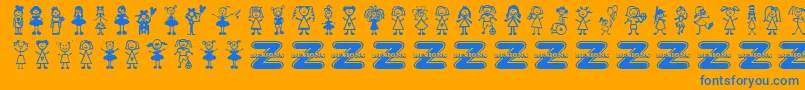 GirlCharacters Font – Blue Fonts on Orange Background