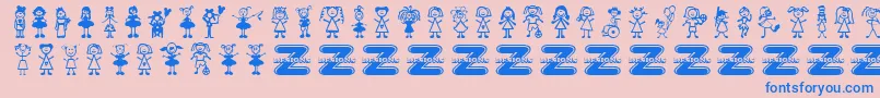 GirlCharacters Font – Blue Fonts on Pink Background