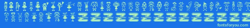 GirlCharacters Font – Green Fonts on Blue Background