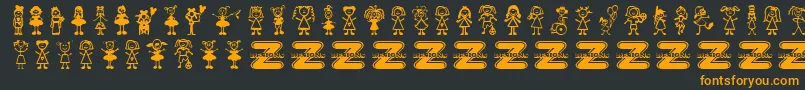 GirlCharacters Font – Orange Fonts on Black Background