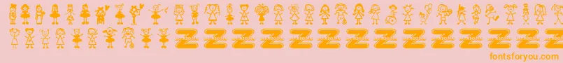 GirlCharacters-Schriftart – Orangefarbene Schriften auf rosa Hintergrund