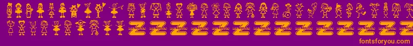 GirlCharacters Font – Orange Fonts on Purple Background