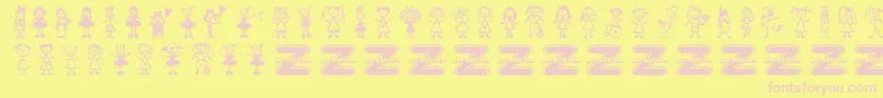 GirlCharacters-Schriftart – Rosa Schriften auf gelbem Hintergrund