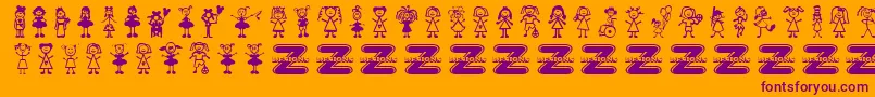 GirlCharacters Font – Purple Fonts on Orange Background