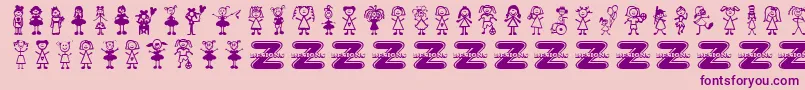 GirlCharacters-Schriftart – Violette Schriften auf rosa Hintergrund