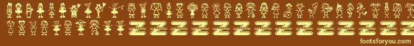 GirlCharacters Font – Yellow Fonts on Brown Background
