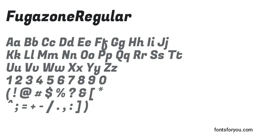 Schriftart FugazoneRegular – Alphabet, Zahlen, spezielle Symbole