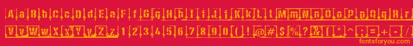 フォントPfdieselPositive – 赤い背景にオレンジの文字