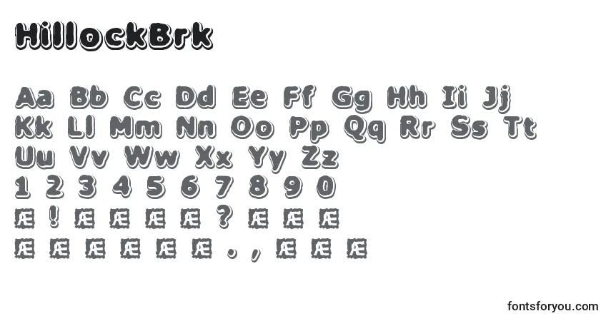 A fonte HillockBrk – alfabeto, números, caracteres especiais