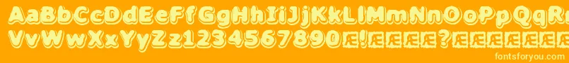 HillockBrk-Schriftart – Gelbe Schriften auf orangefarbenem Hintergrund