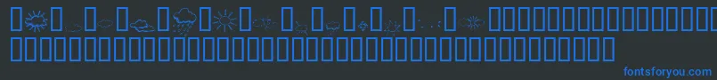 Fonte KrWeatherDings – fontes azuis em um fundo preto