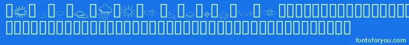 KrWeatherDings-Schriftart – Grüne Schriften auf blauem Hintergrund