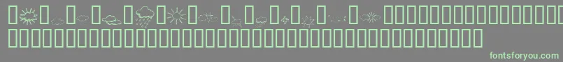 フォントKrWeatherDings – 灰色の背景に緑のフォント